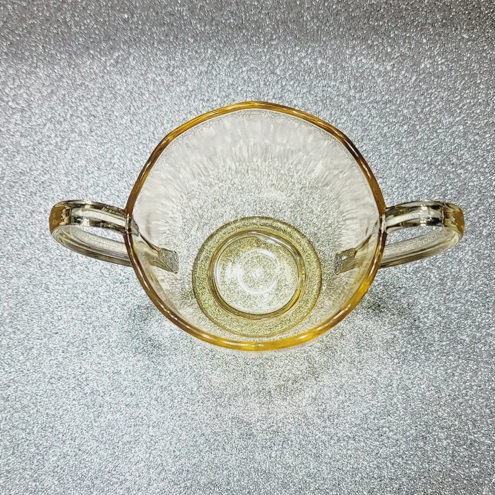 Vintage Fostoria Fairfax Yellow Depression Glass Sugar Bowl